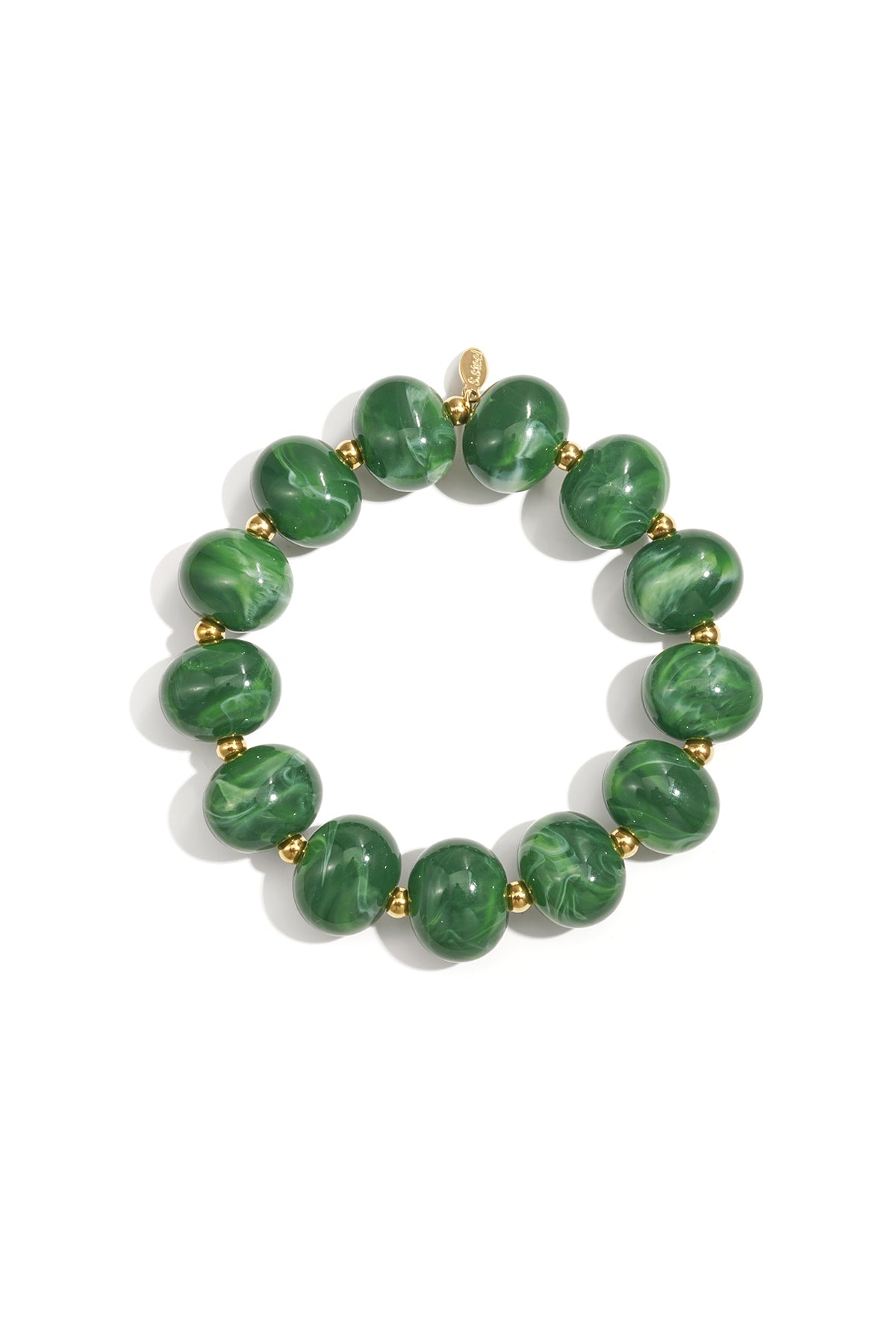 Elastieke kralenarmband met grote kralen - leger groen