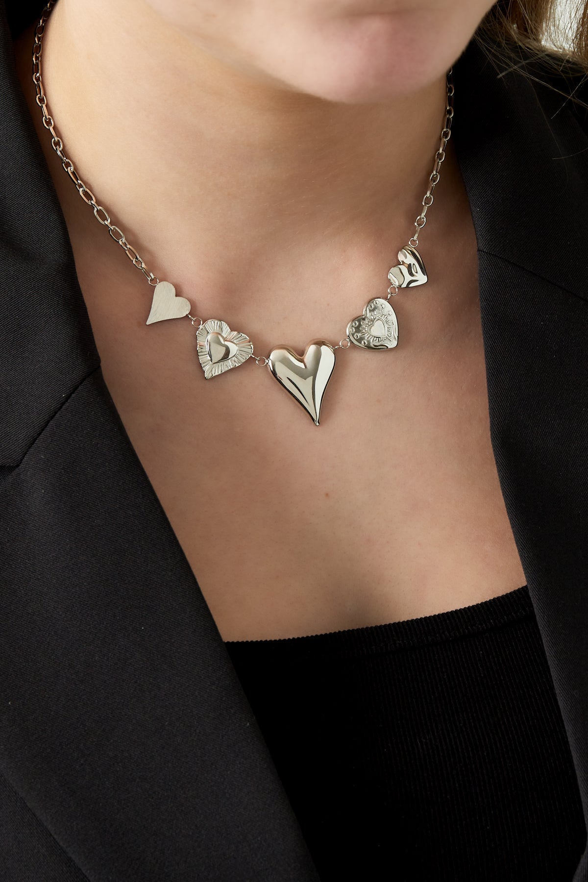 give me all your love ketting - zilver - gedragen om de hals van een model