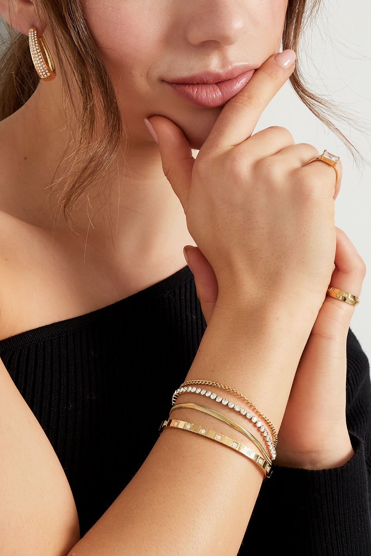 armband dubbele laag steentjes