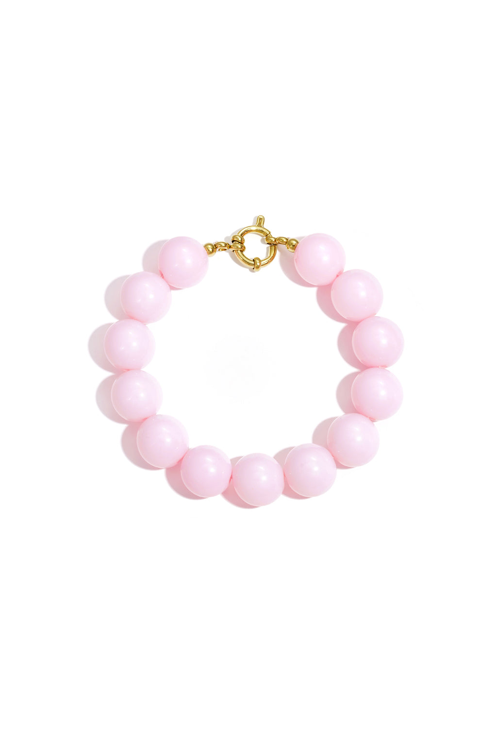 Armband met grote kralen en sluiting aan de voorkant - roze