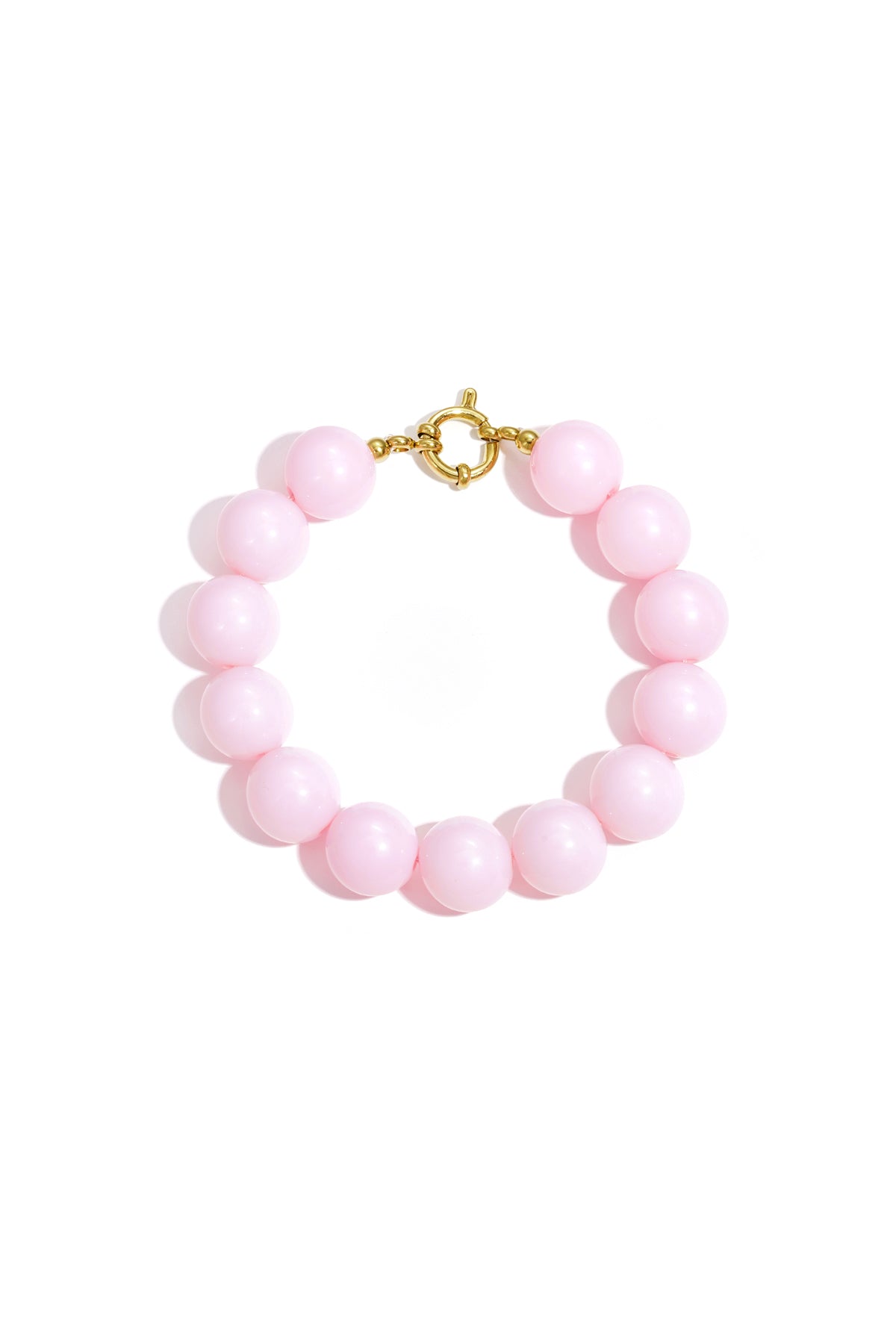 Armband met grote kralen en sluiting aan de voorkant - roze