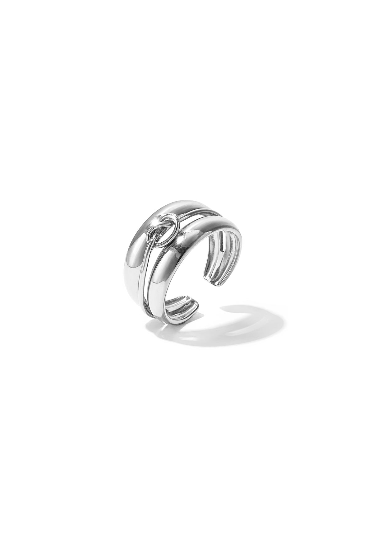 Gelaagde ring met minimalistisch gedraaide details - zilver