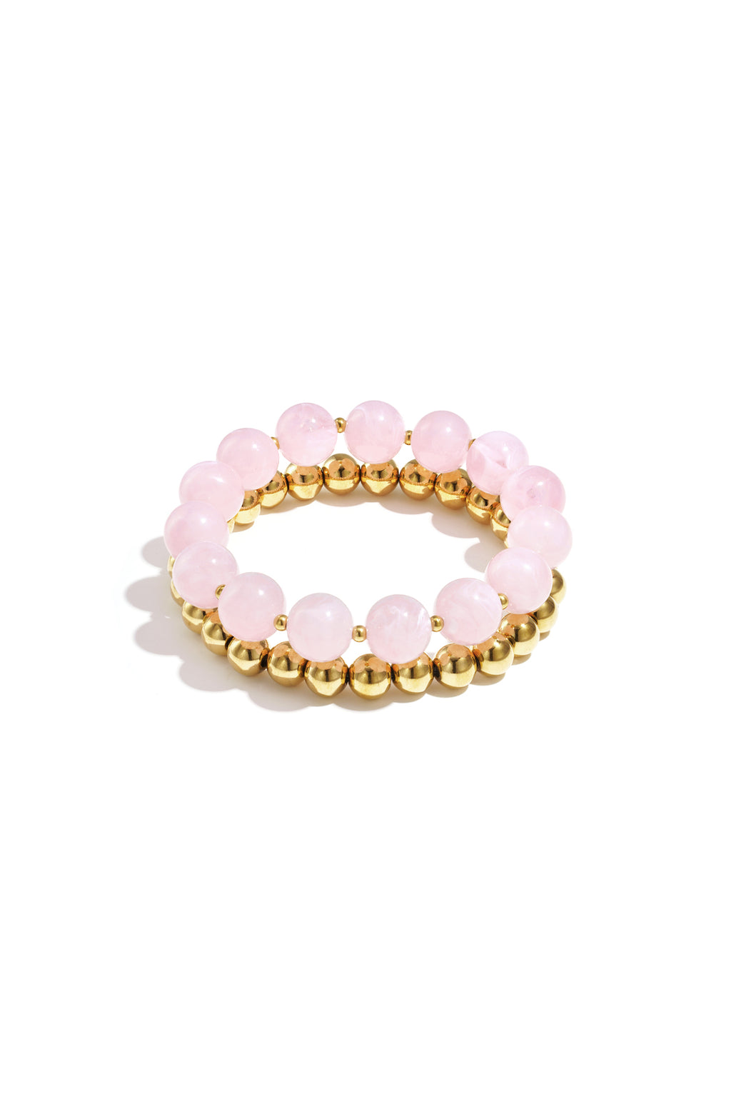 Armbandenset met ronde kralen - licht roze
