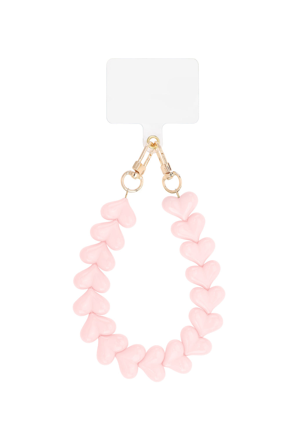 Telefoonketting met hartjes - licht roze