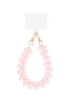 Telefoonketting met hartjes - licht roze
