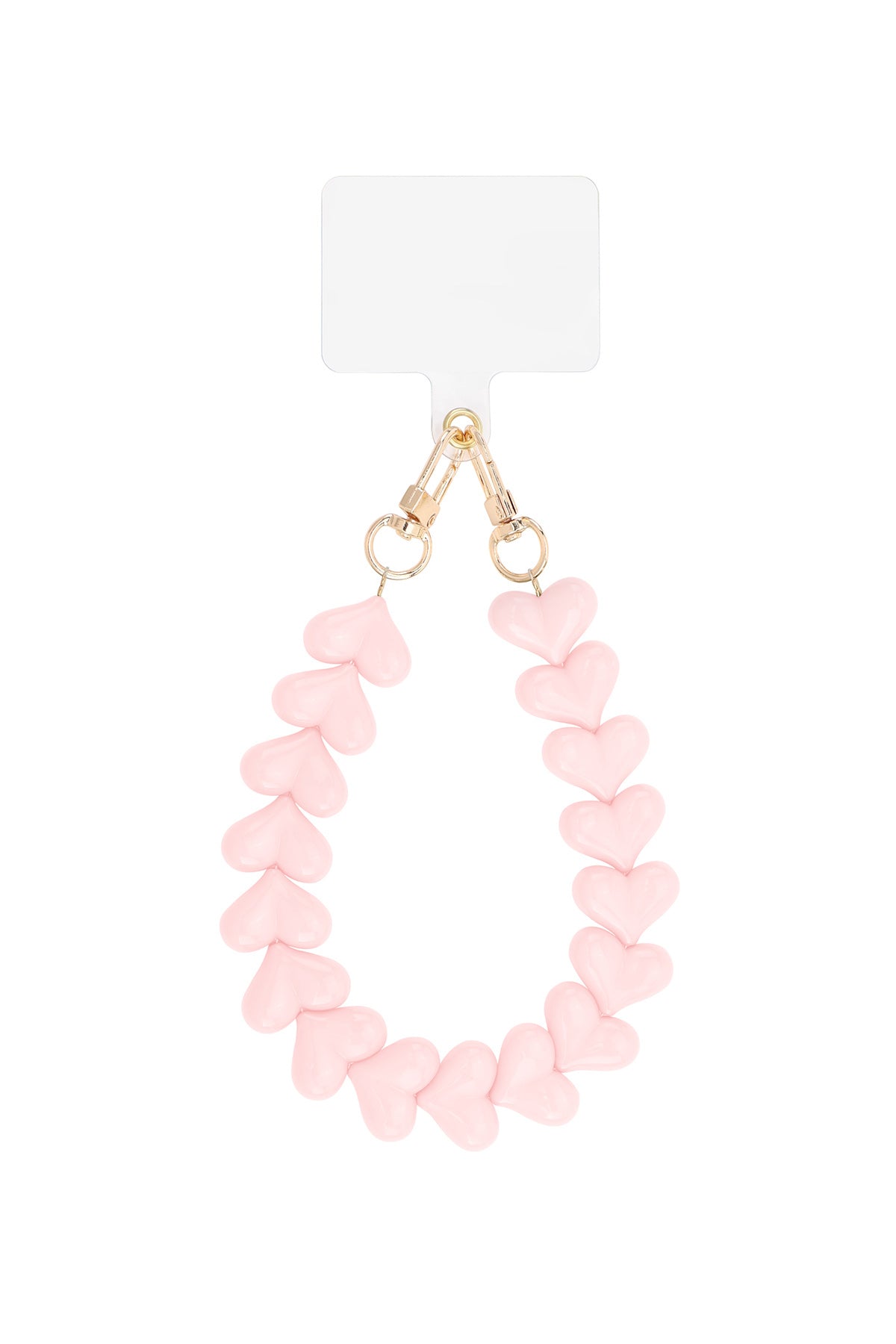 Telefoonketting met hartjes - licht roze