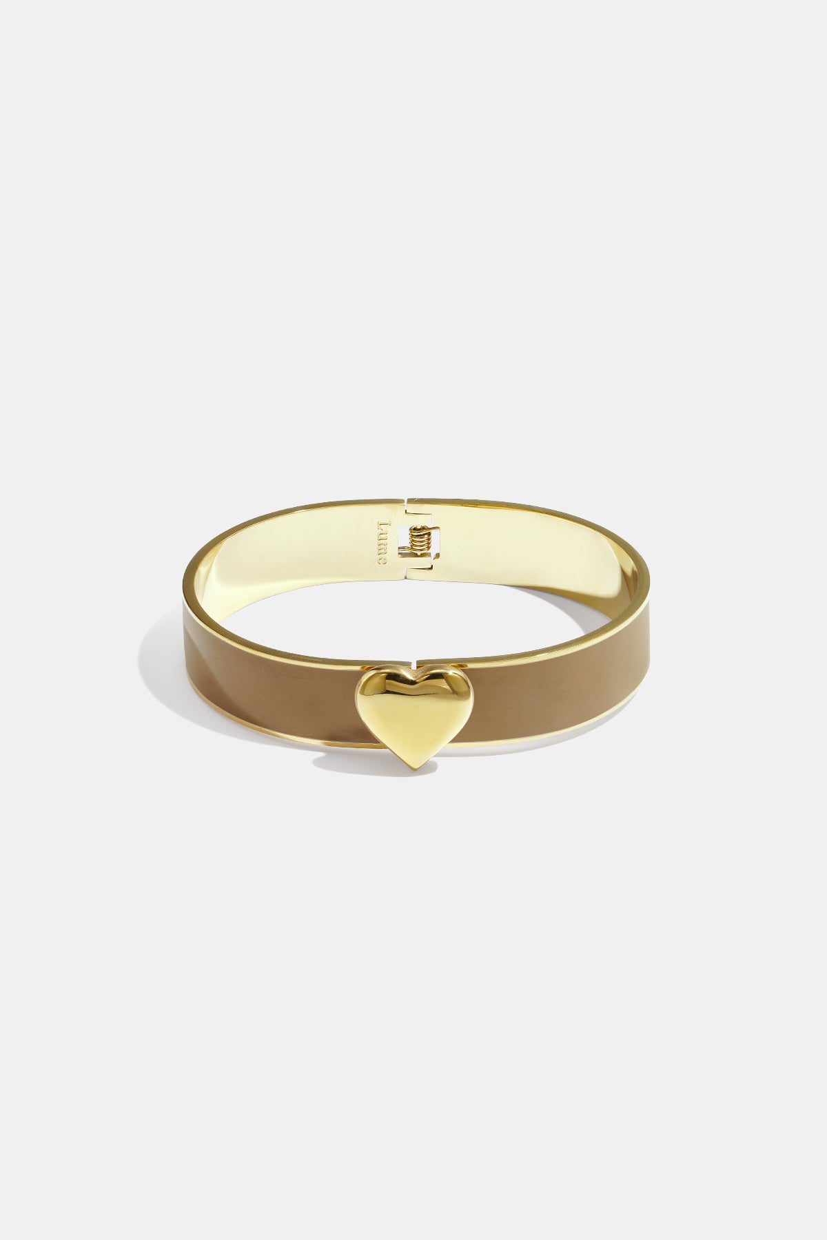 Armband met hartdetail in verschillende kleuren – 1,3 cm - kaki