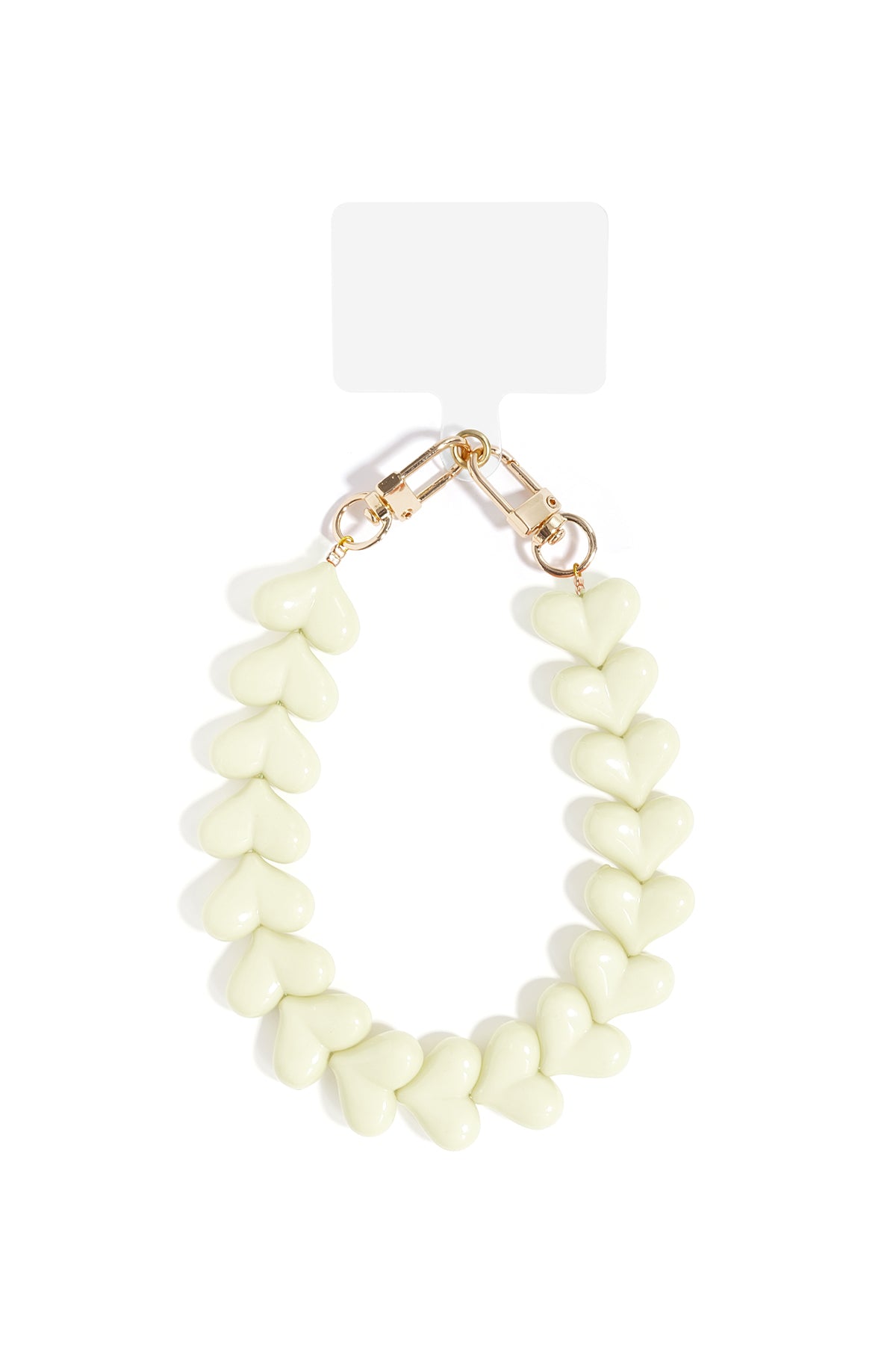 Telefoonketting met hartjes - gebroken wit