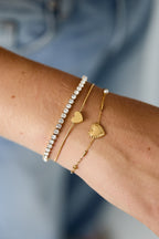 Stylish Gold Multi-Layered Heart Charm Bracelet