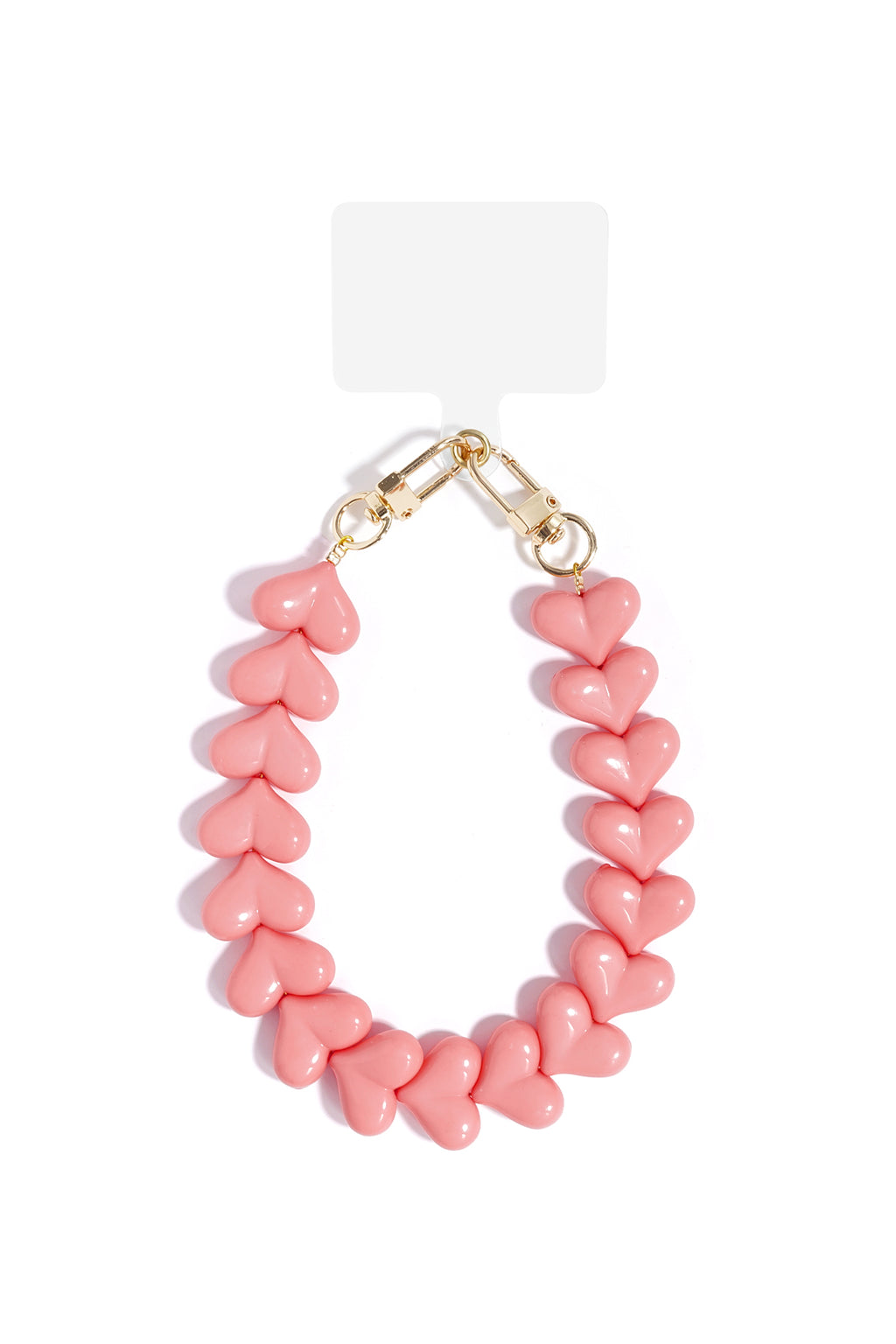 Telefoonketting met hartjes - zalm roze