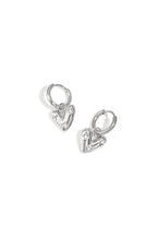 Oorbellen met hartvormige hanger en zirkonia - zilver