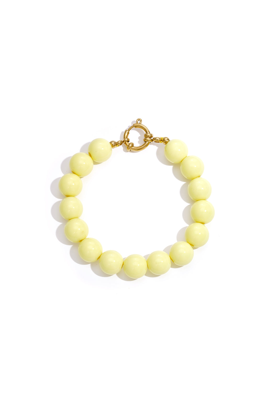 Armband met middelgrote kralen en sluiting aan de voorkant – 12 mm - licht geel