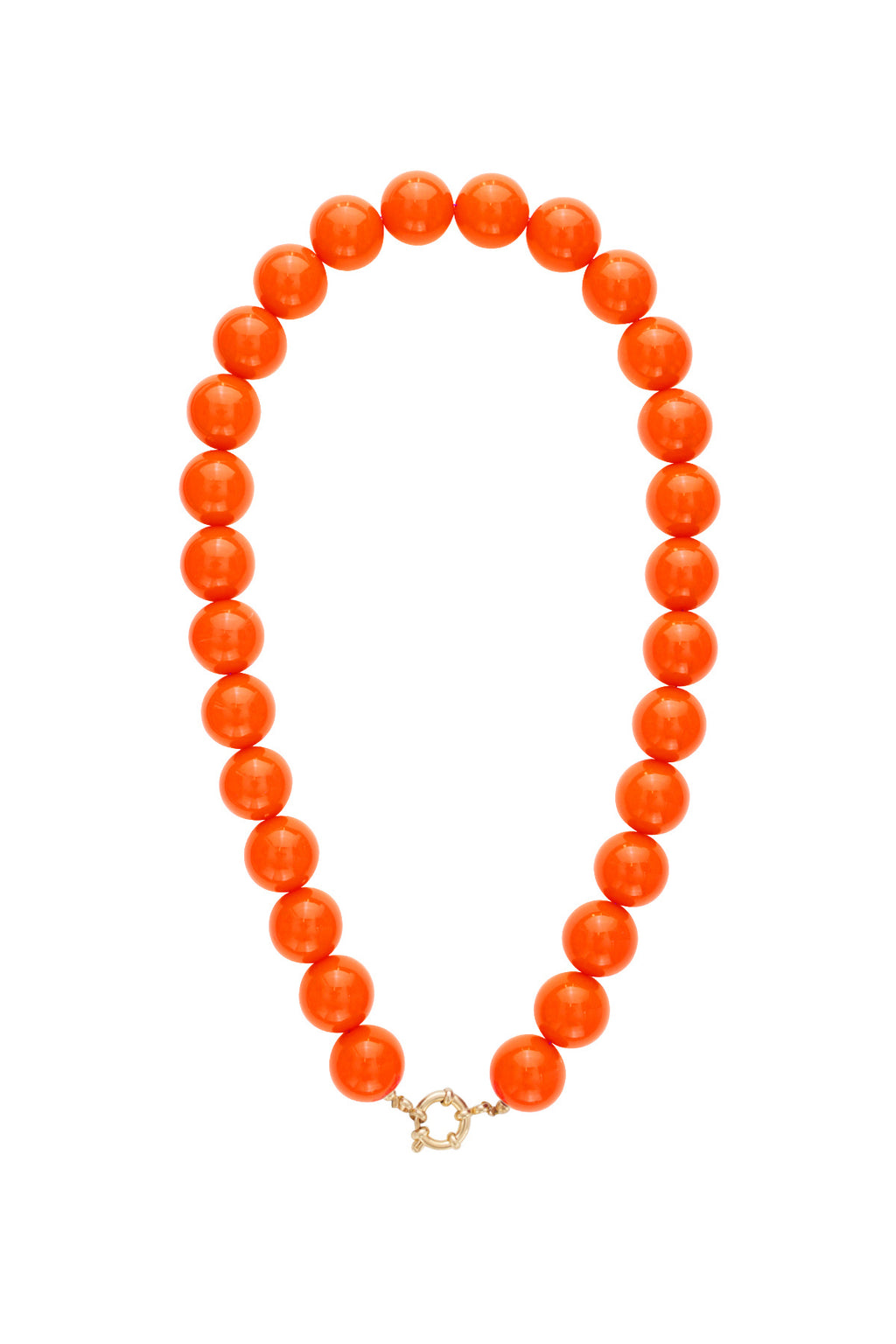 Ketting met grote kralen en sluiting aan de voorkant – 15 mm - oranje