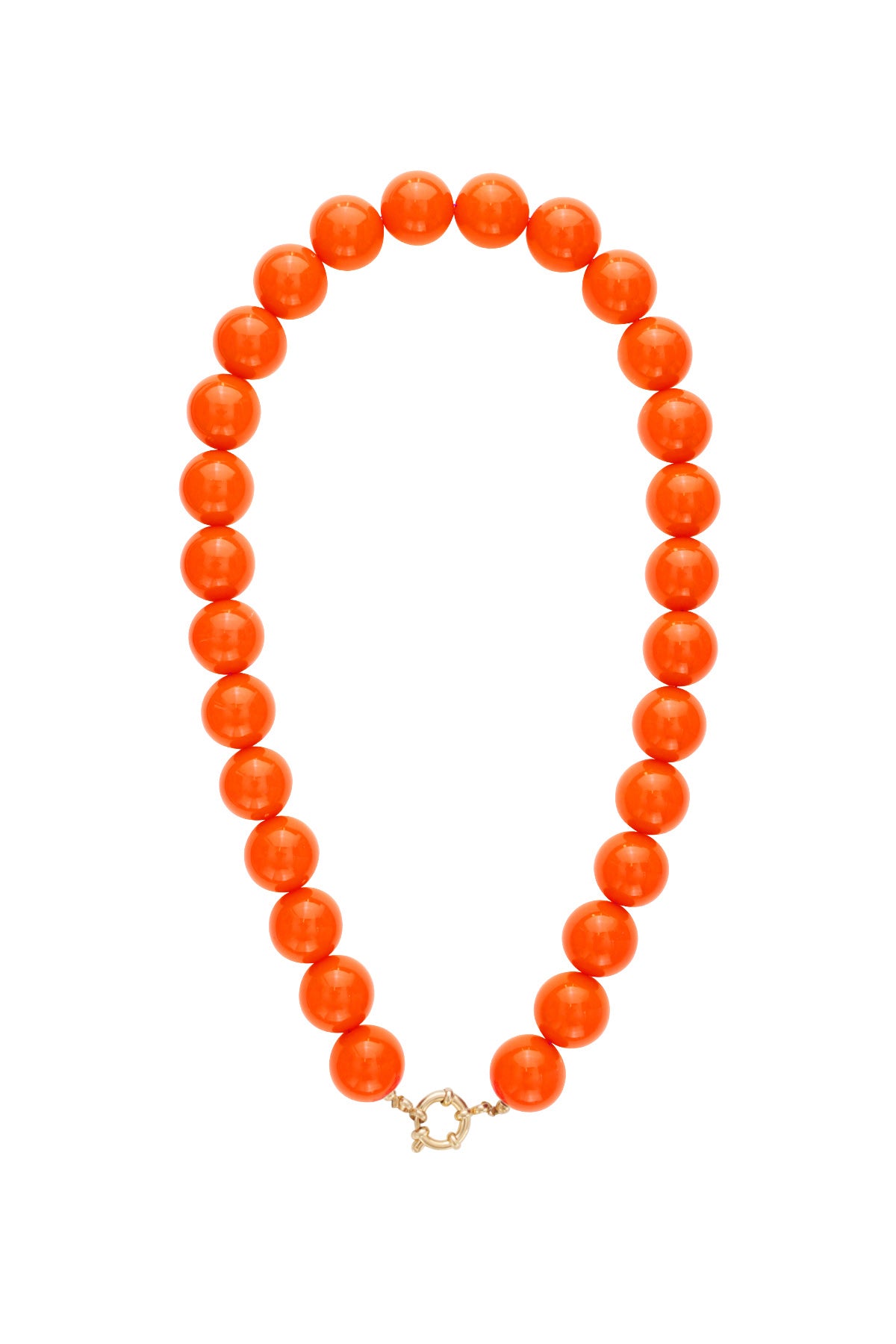 Ketting met grote kralen en sluiting aan de voorkant – 15 mm - oranje