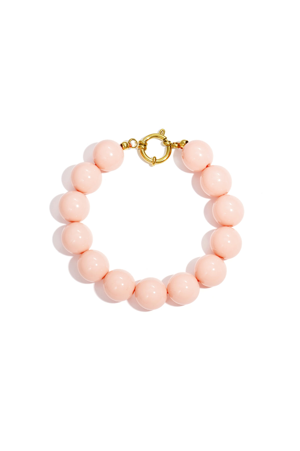 Armband met grote kralen en sluiting aan de voorkant - licht roze