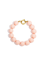 Armband met grote kralen en sluiting aan de voorkant - licht roze