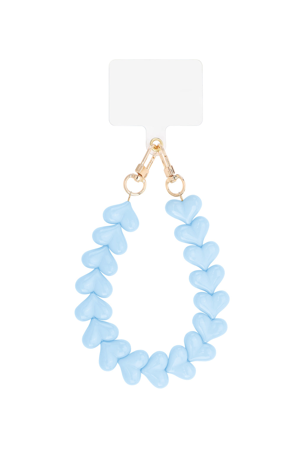 Telefoonketting met hartjes - licht blauw