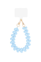 Telefoonketting met hartjes - licht blauw