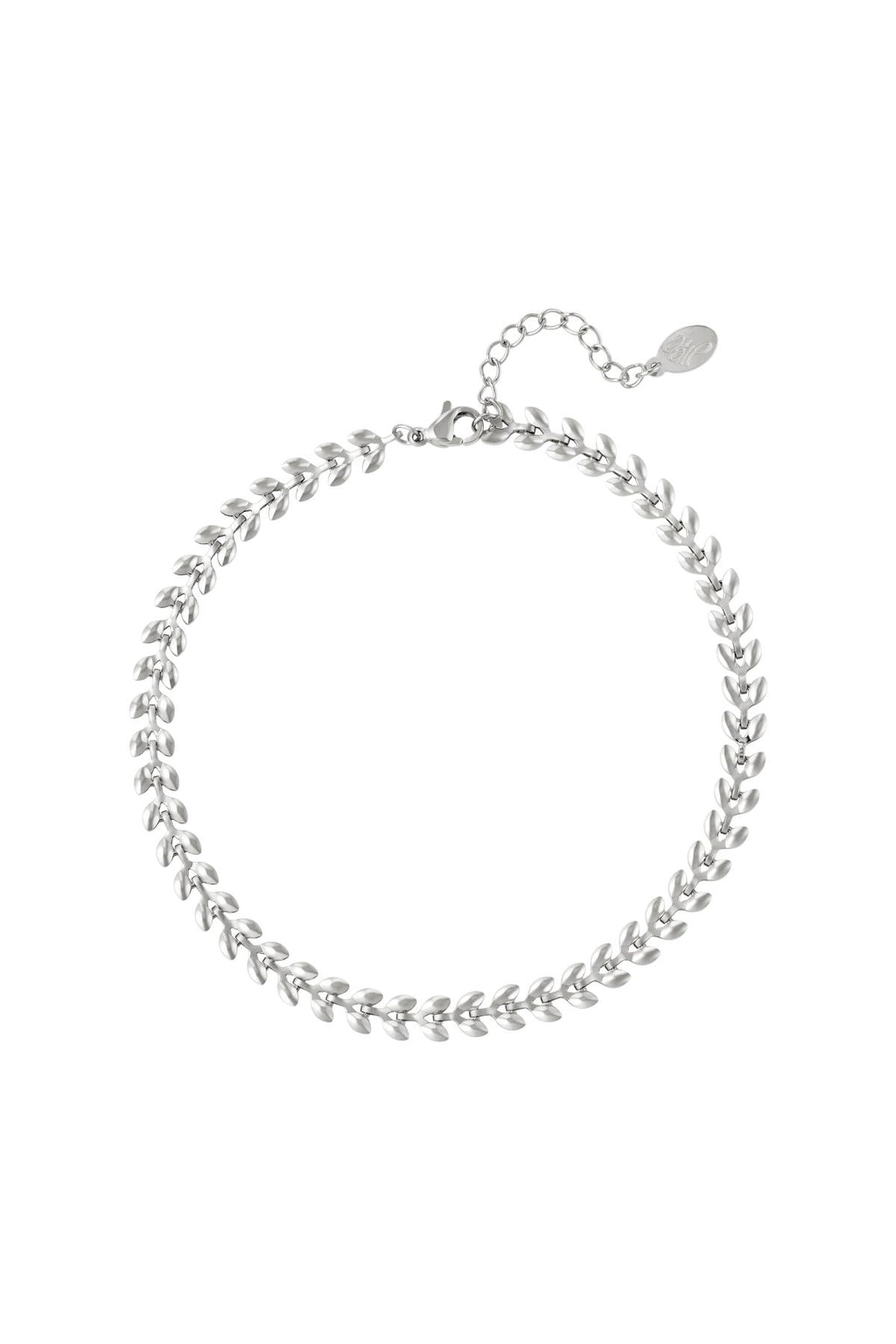 Enkelband met blaadjes – Roestvrij staal - zilver