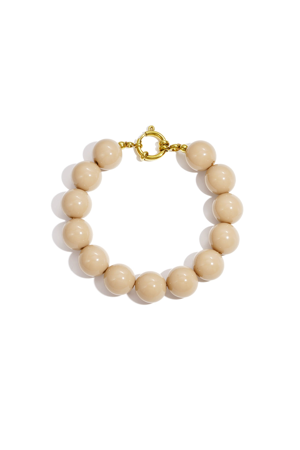 Armband met grote kralen en sluiting aan de voorkant - bruin