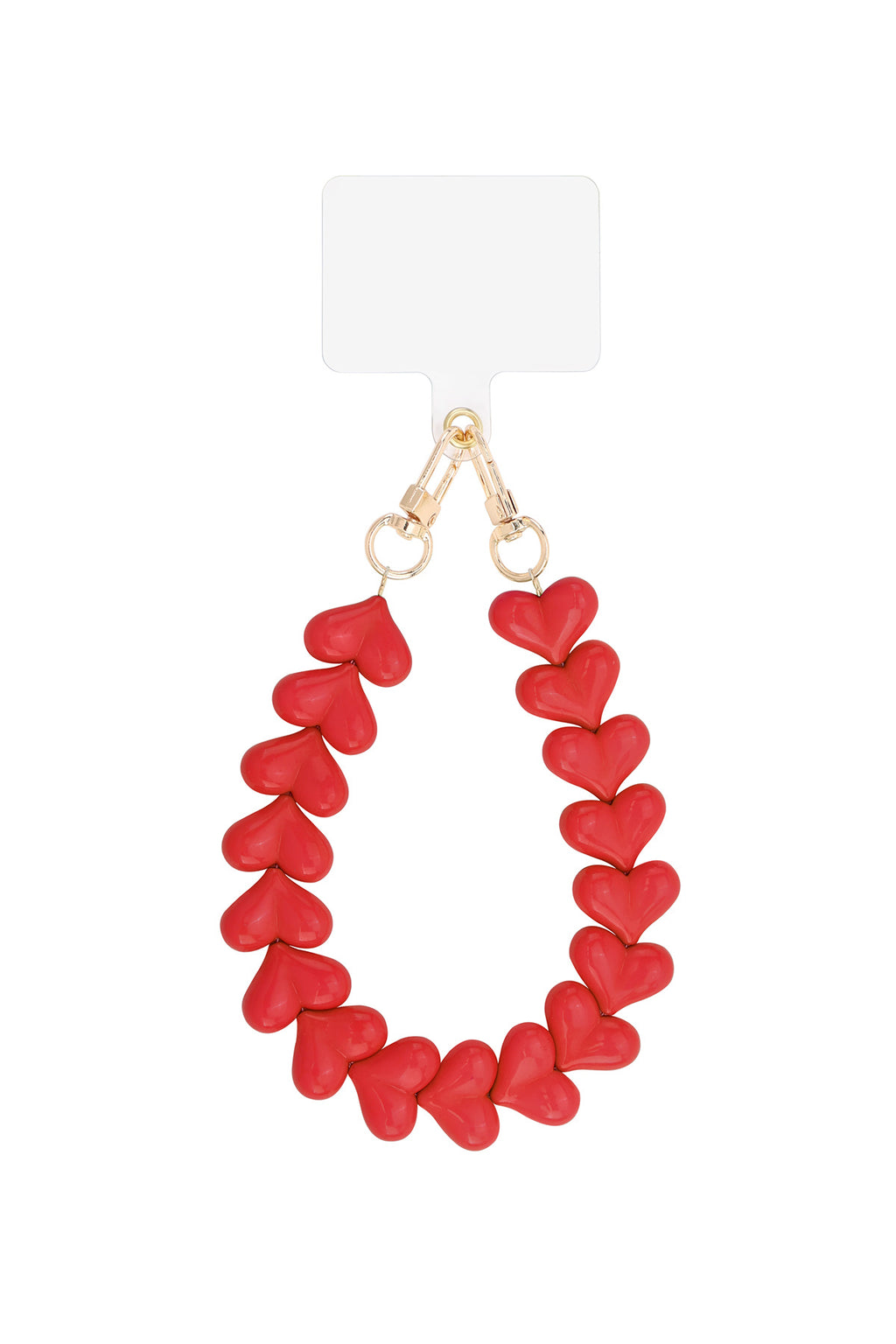 Telefoonketting met hartjes - rood