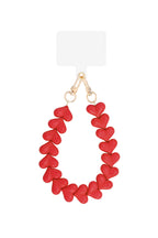 Telefoonketting met hartjes - rood