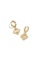 Oorbellen met elegante klaver en steentje - goud