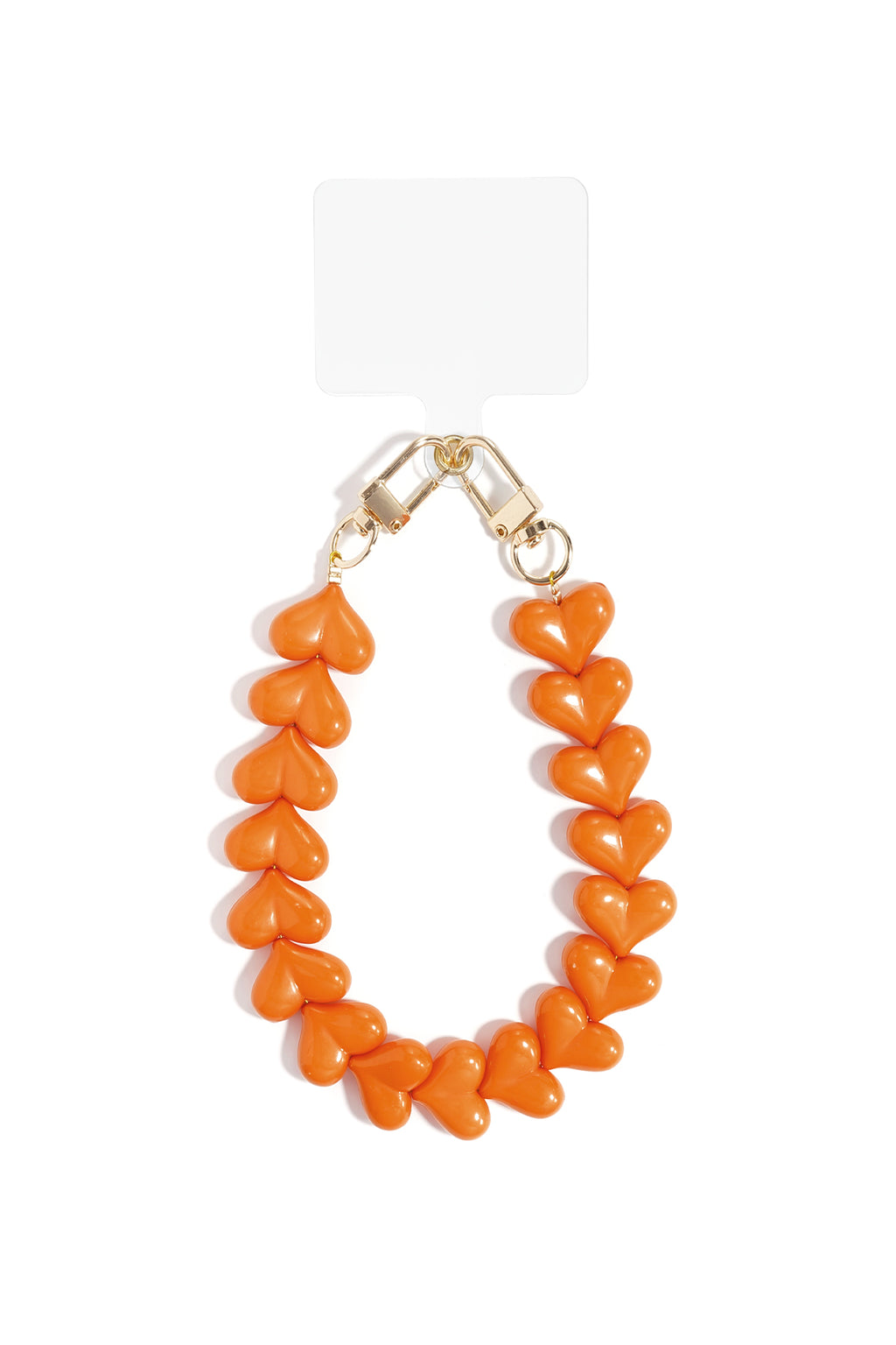 Telefoonketting met hartjes - fel oranje