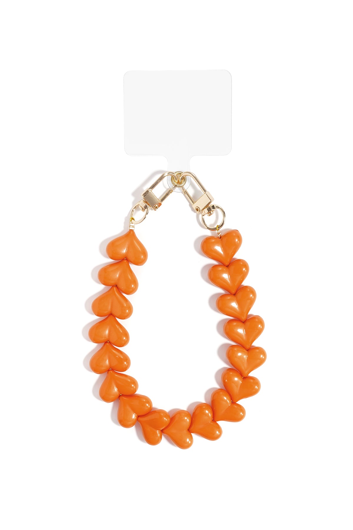 Telefoonketting met hartjes - fel oranje