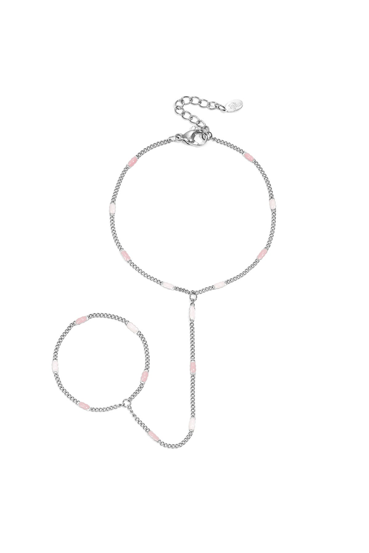 Handketting met gestreept patroon - zilver