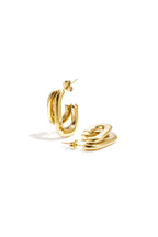 Rechthoekige dubbele oorbellen - goud
