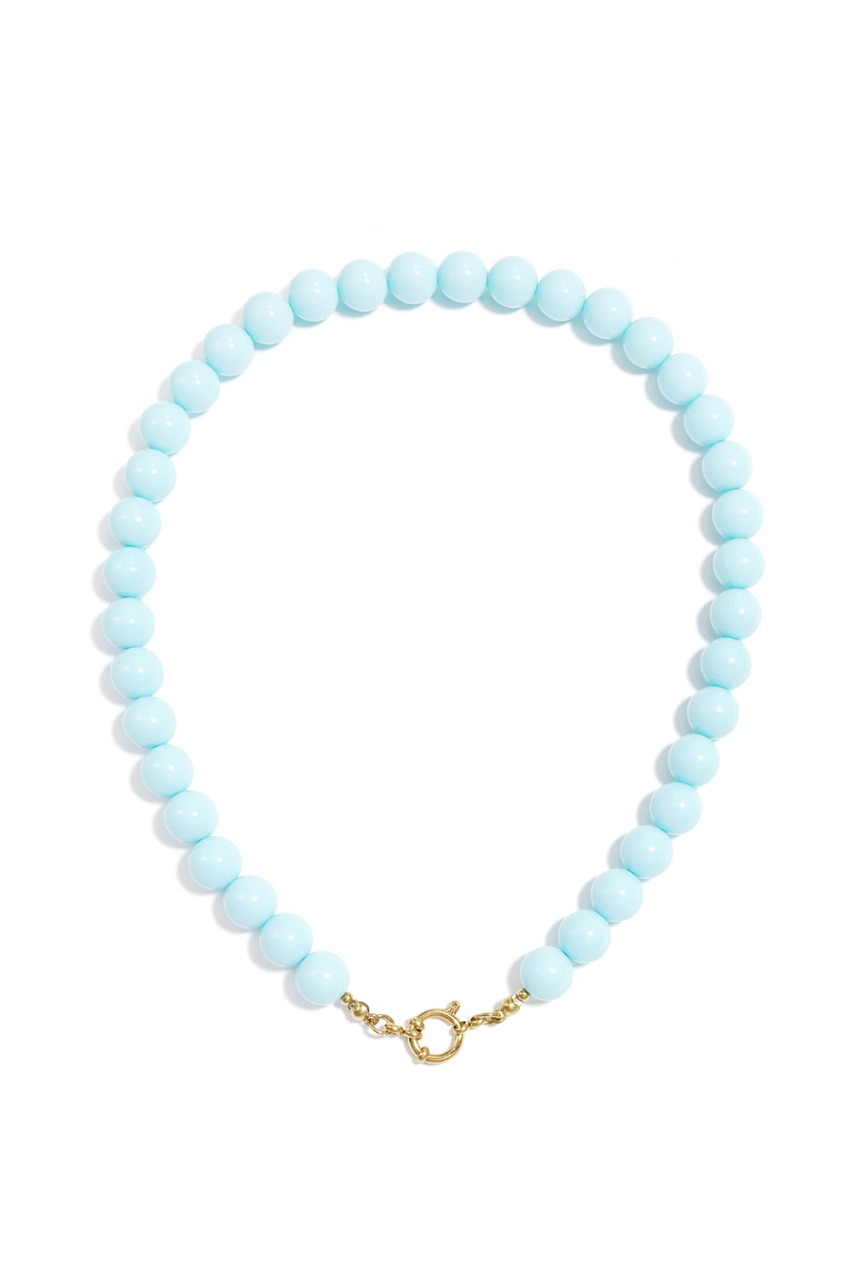 Kralenketting met sluiting aan de voorkant – 12 mm - licht blauw