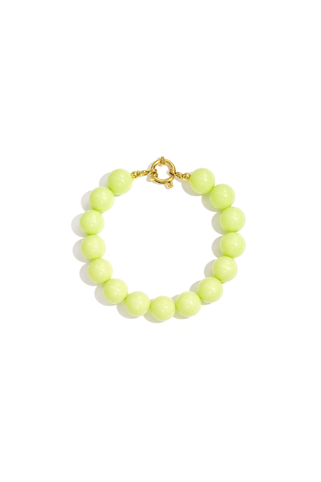 Armband met middelgrote kralen en sluiting aan de voorkant – 12 mm - licht groen