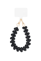 Telefoonketting met hartjes - zwart