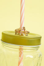 Ringen van roestvrij staal – Minimalistisch met cirkel – gestapelde ringen op een rietje