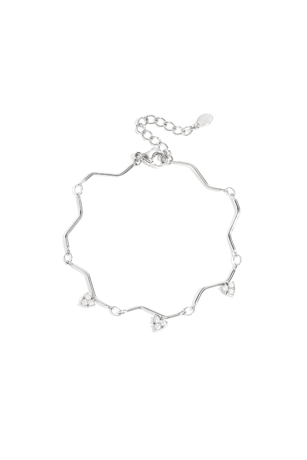 Armband met zigzagpatroon en steentjes - zilver