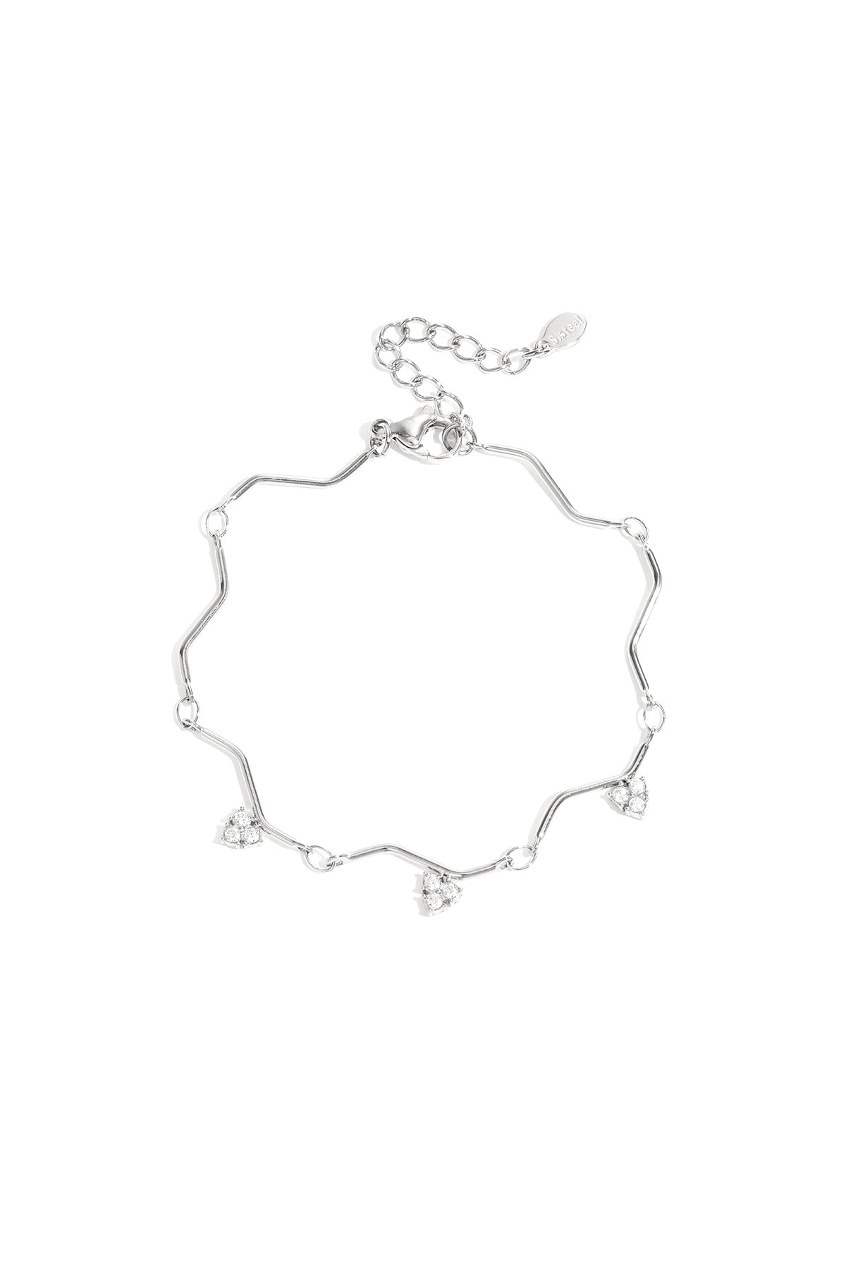 Armband met zigzagpatroon en steentjes - zilver