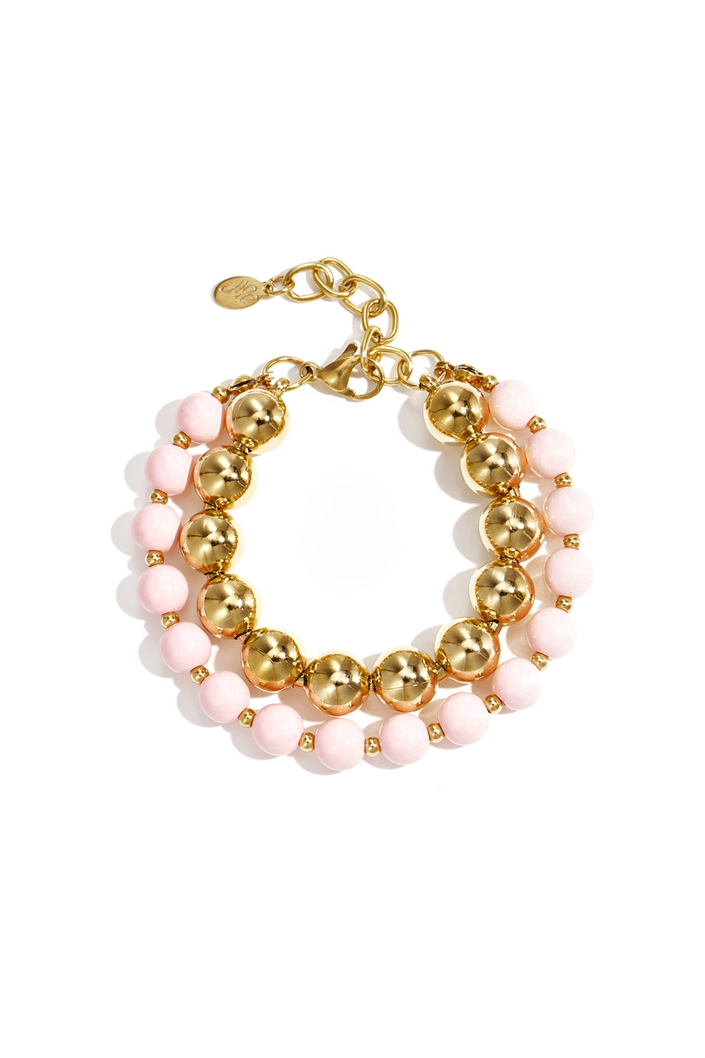 Dubbele kralenarmband - licht roze