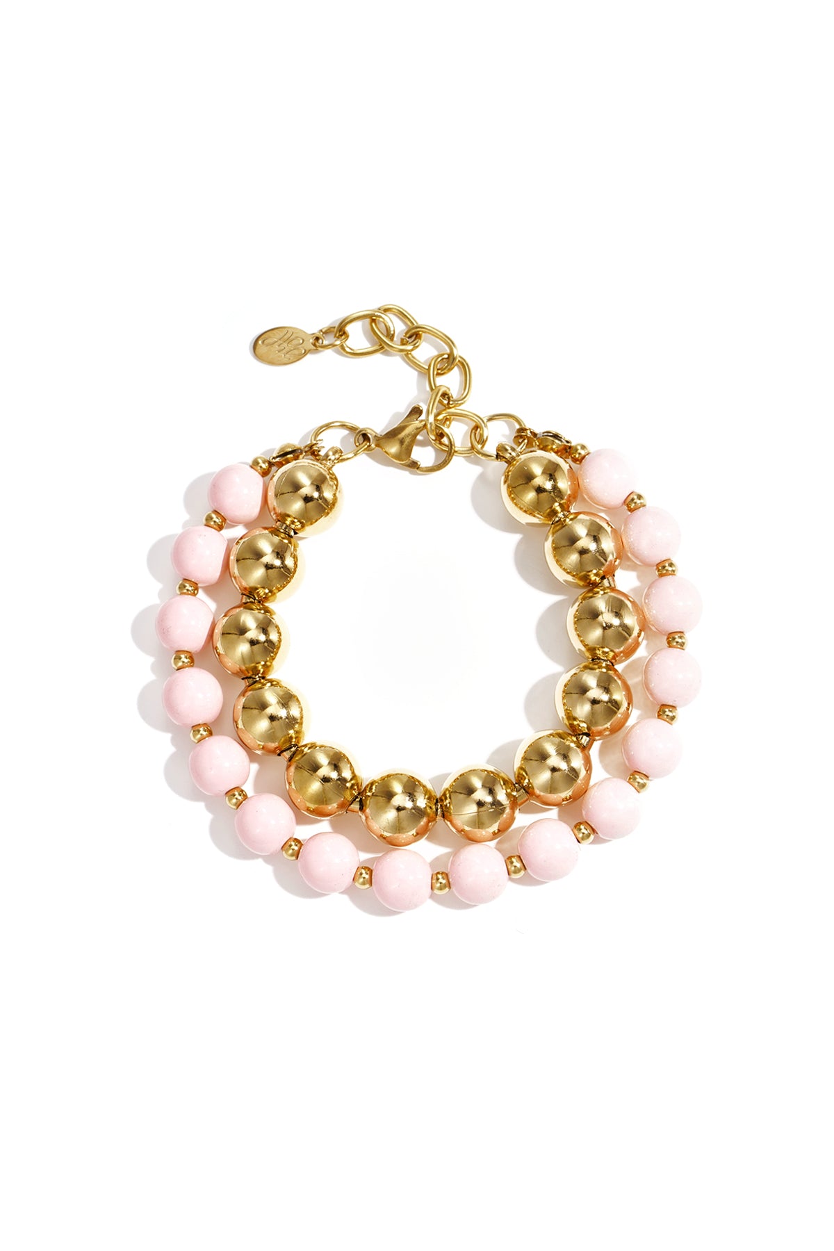 Dubbele kralenarmband - licht roze