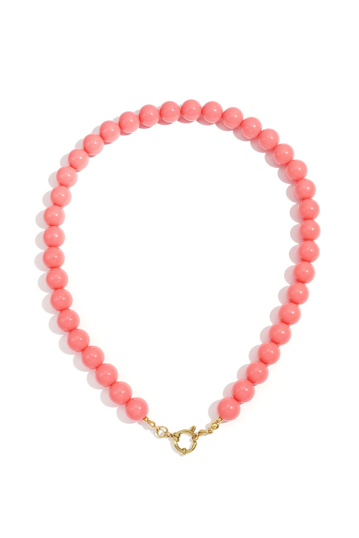 Kralenketting met sluiting aan de voorkant – 12 mm - zalm roze