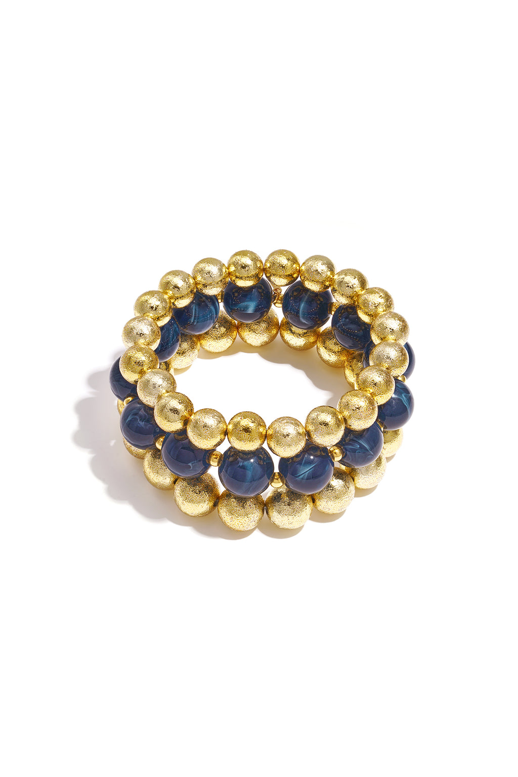 Armbanden set van 3 met kralen - donker blauw