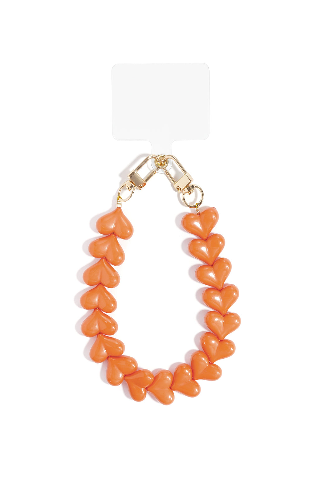 Telefoonketting met hartjes - oranje