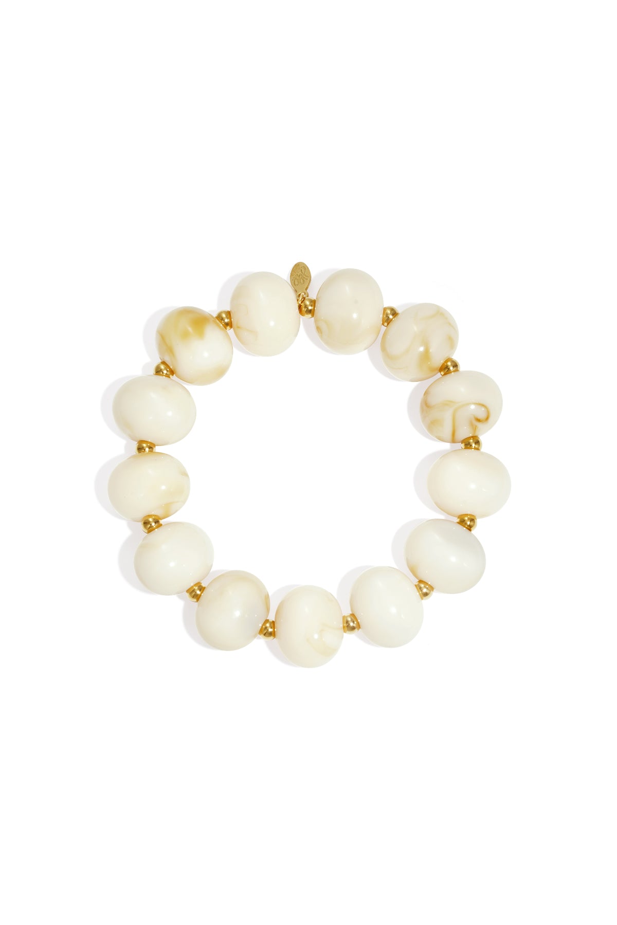 Elastieke kralenarmband met grote kralen - wit