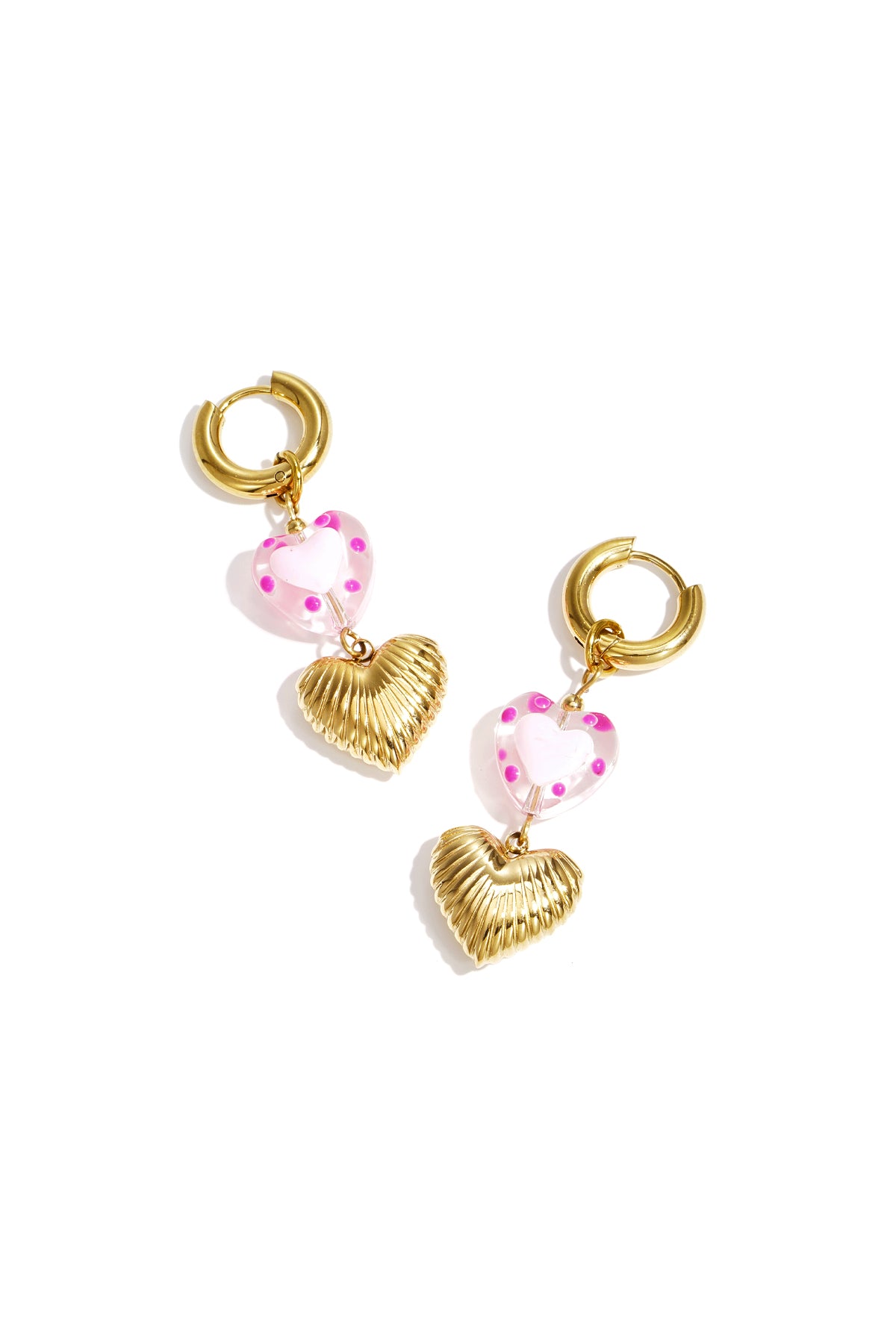 Oorbellen met hartvormige hanger - roze