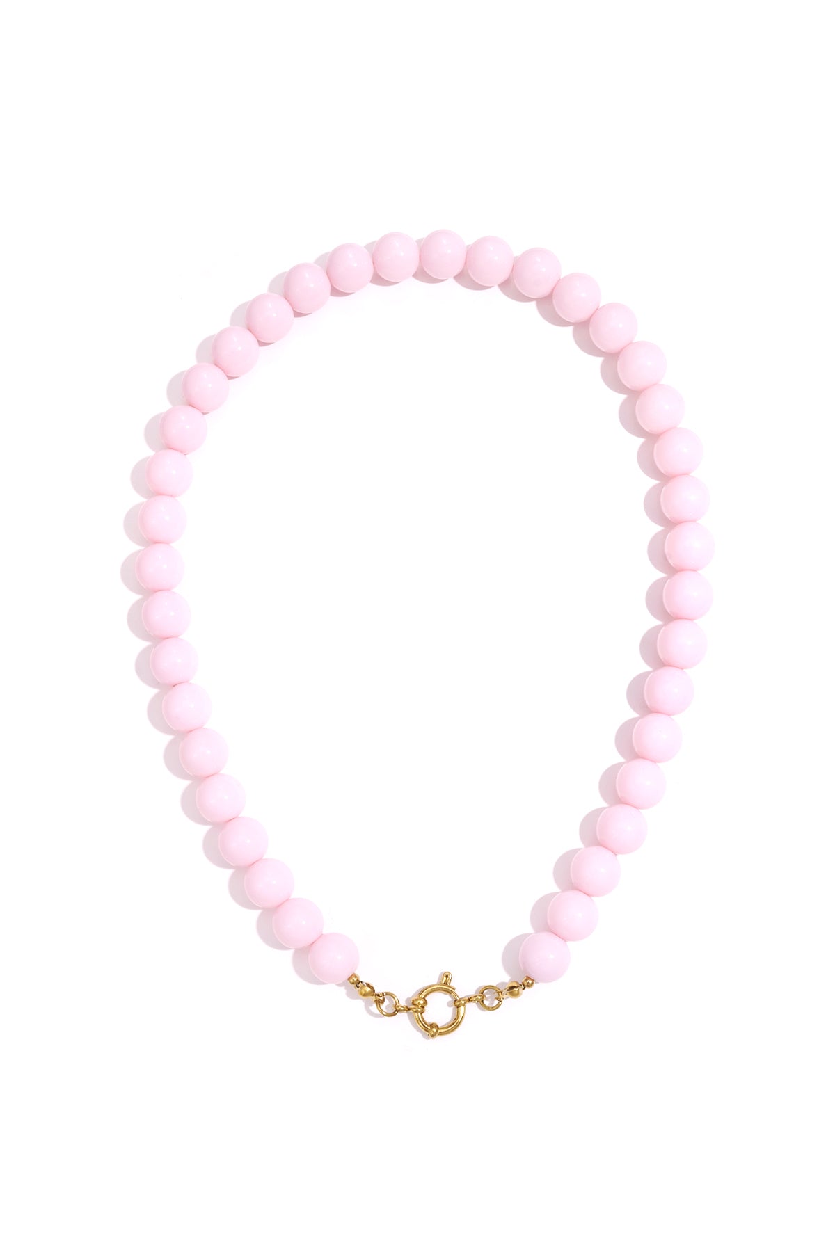 Kralenketting met sluiting aan de voorkant – 12 mm - licht roze
