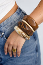 Houten armbanden met onregelmatige vorm, eenvoudige, alledaagse serie, damessieraden