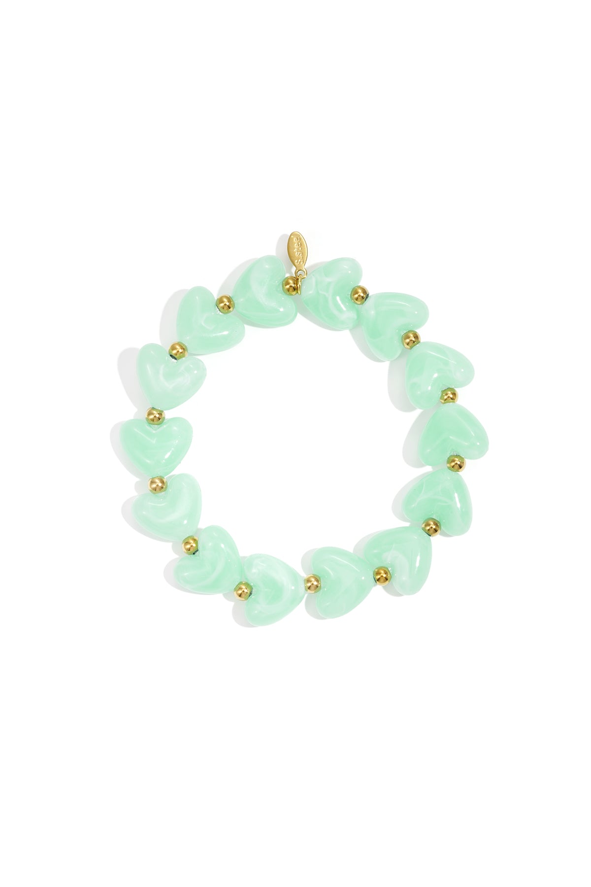Elastische armband met hartkralen - licht groen