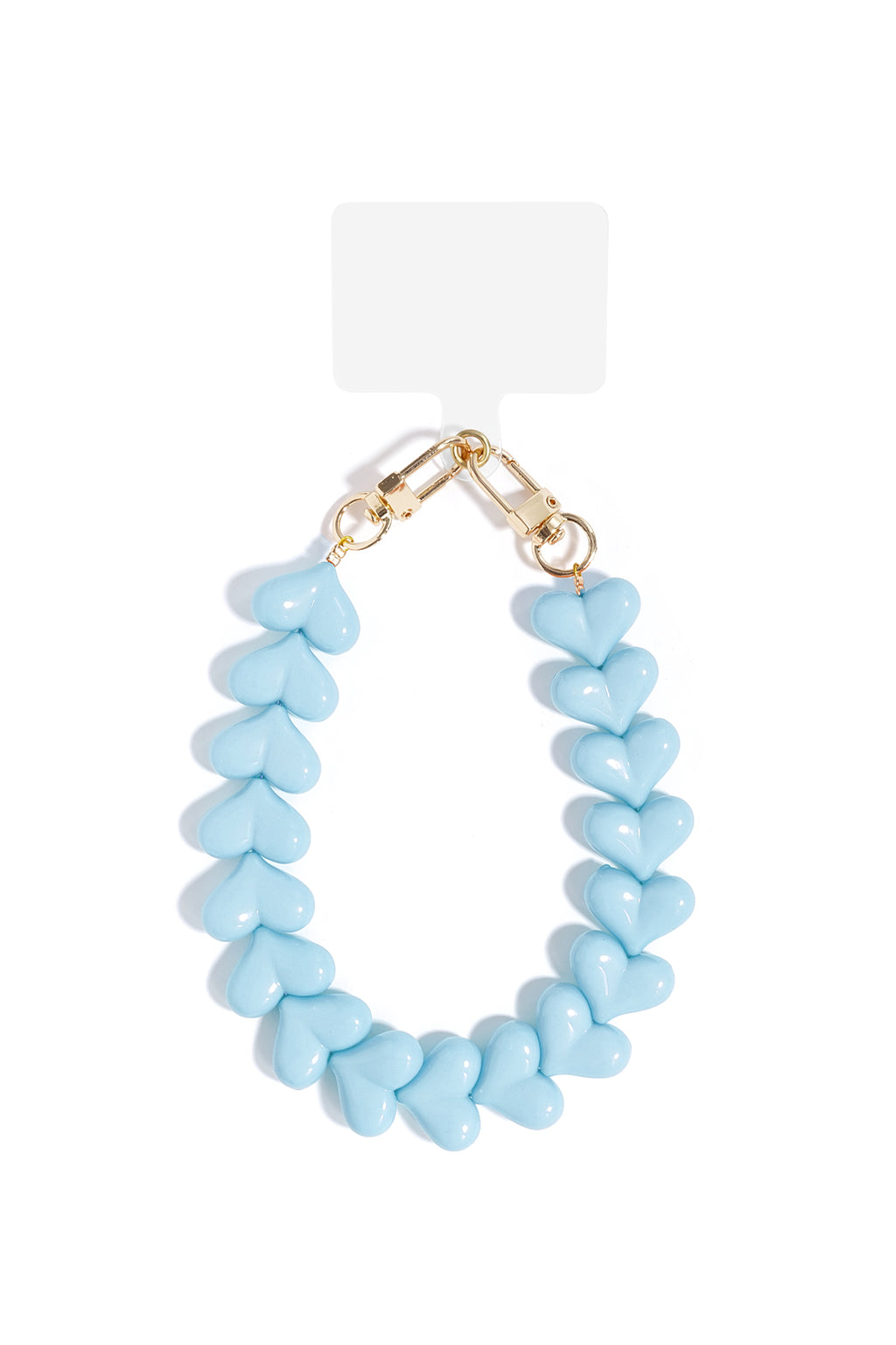 Telefoonketting met hartjes - blauw