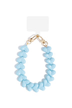 Telefoonketting met hartjes - blauw