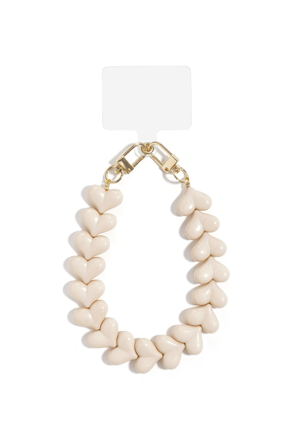 Telefoonketting met hartjes - wit